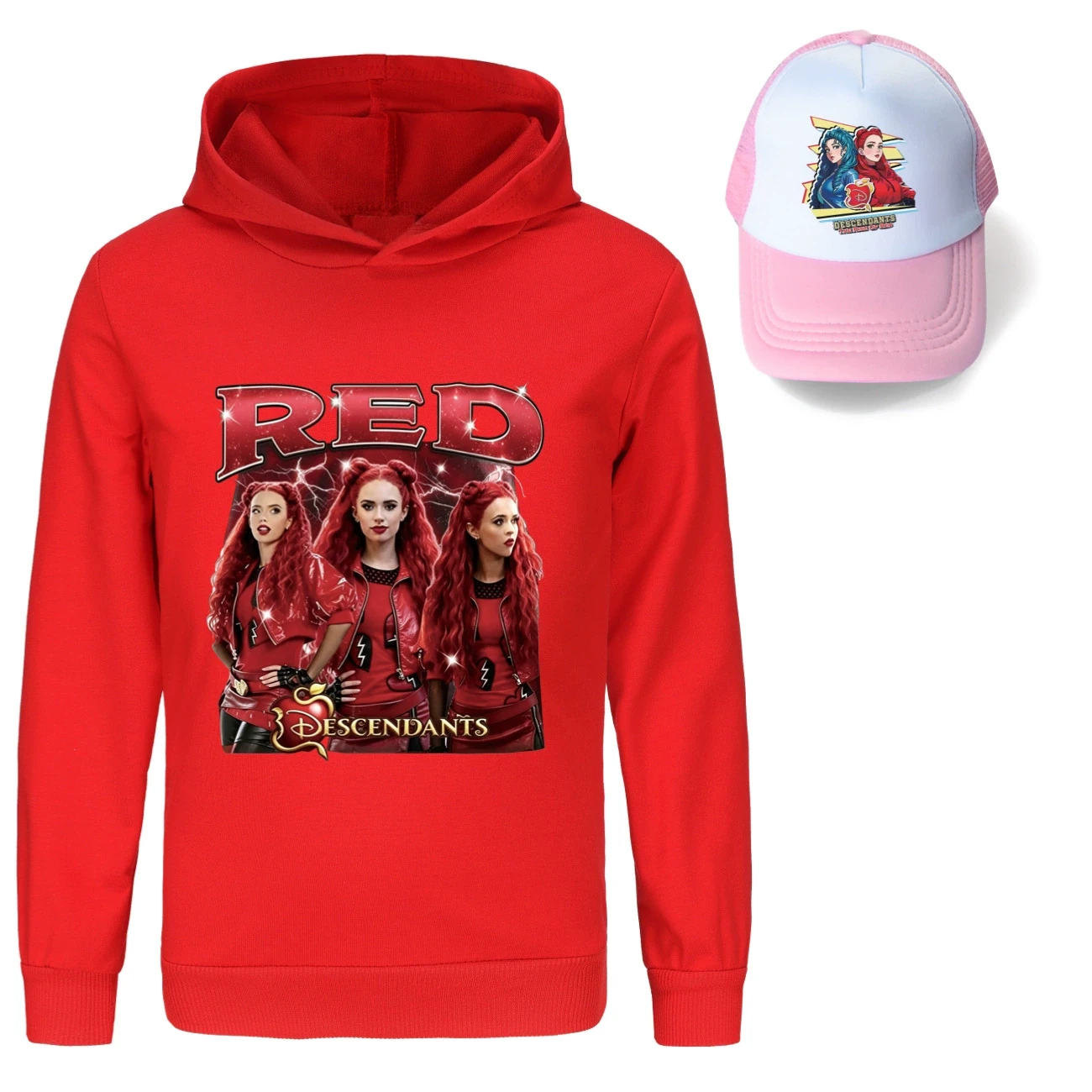Graphic Hoodie & Sun Hat Set — 5797 Edition, Style 03 · Red