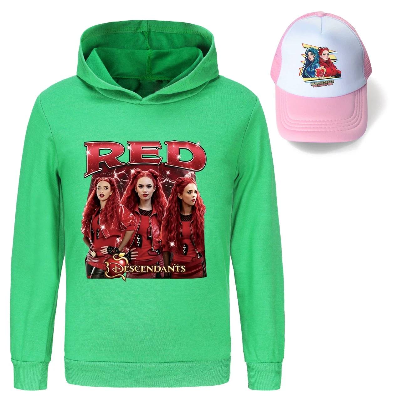 Graphic Hoodie & Sun Hat Set — 5797 Edition, Style 06 · Green