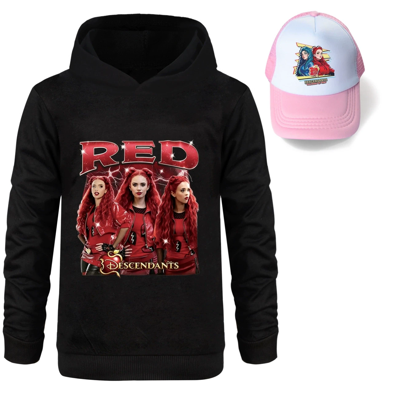 Graphic Hoodie & Sun Hat Set — 5797 Edition, Style 07 · Black