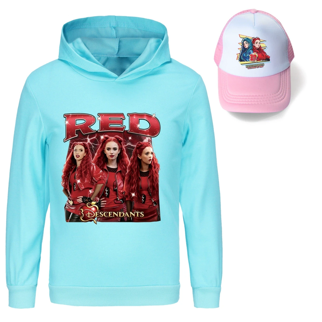 Graphic Hoodie & Sun Hat Set — 5797 Edition, Style 08 · Light Blue
