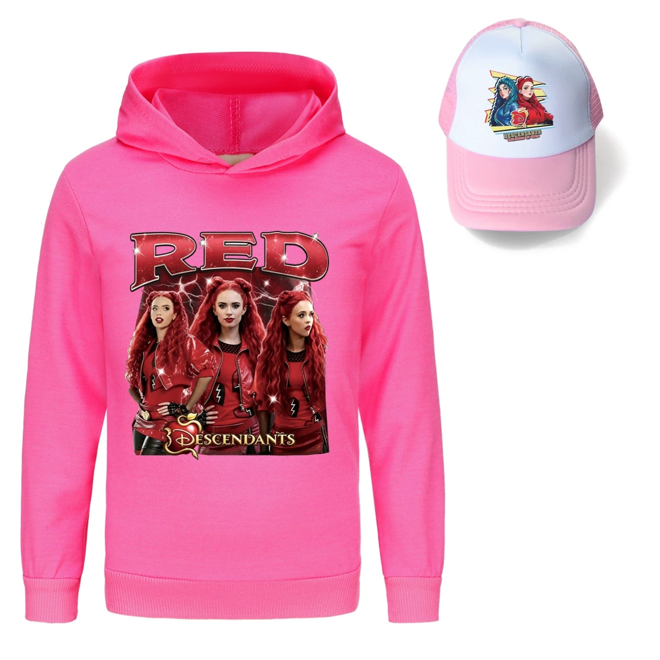 Graphic Hoodie & Sun Hat Set — 5797 Edition, Style 12 · Rose