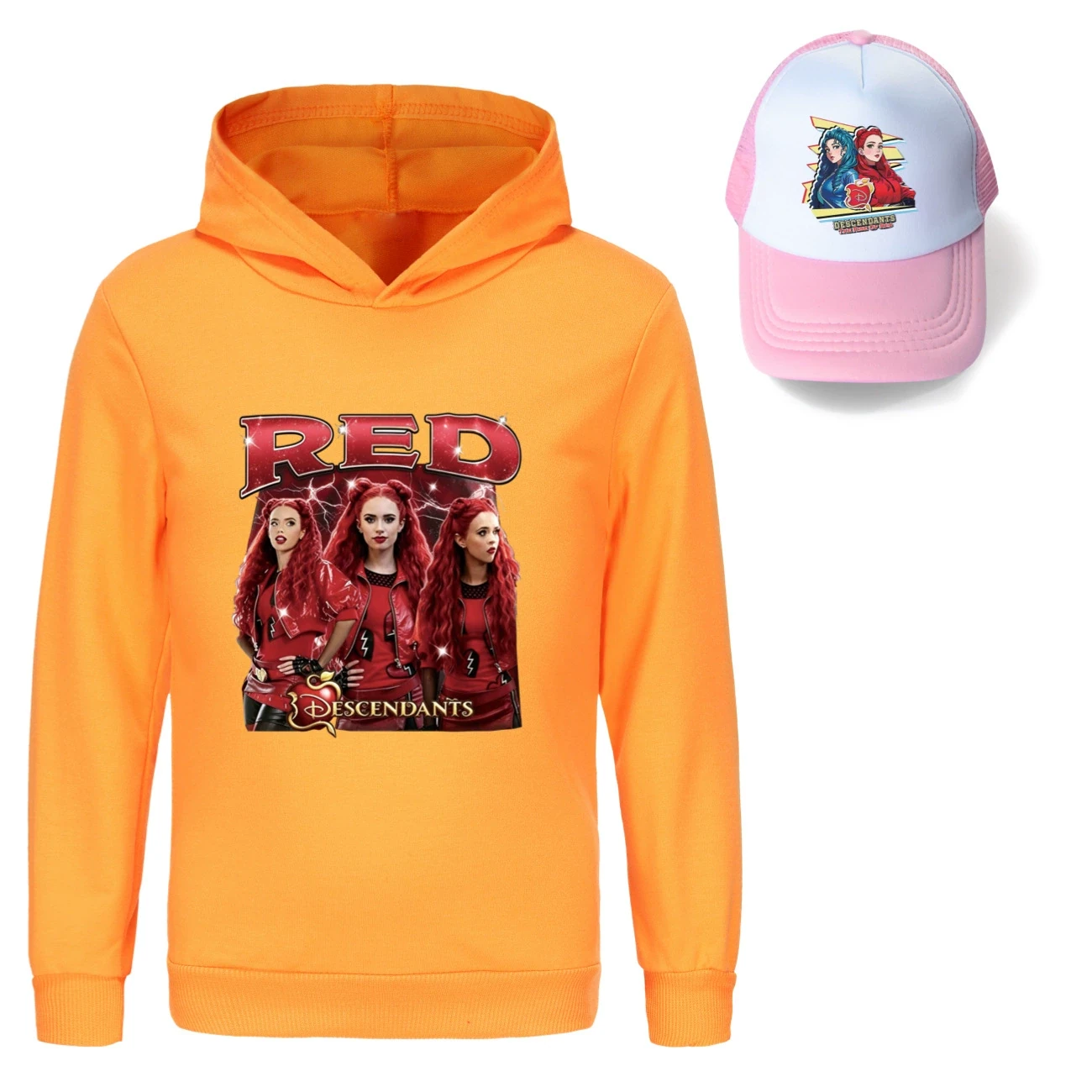 Graphic Hoodie & Sun Hat Set — 5797 Edition, Style 13 · Orange