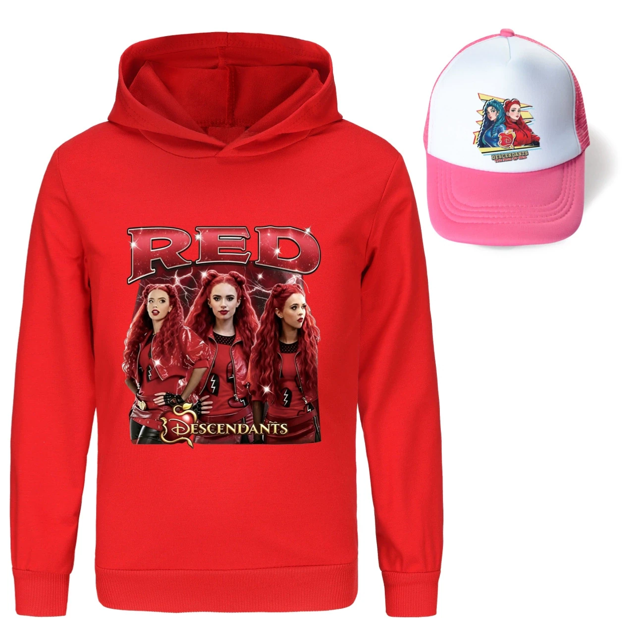 Graphic Hoodie & Sun Hat Set — 5797 Edition, Style 16 · Red