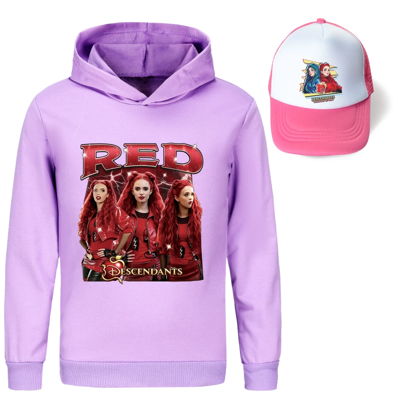 Graphic Hoodie & Sun Hat Set — 5797 Edition, Style 17 · Purple