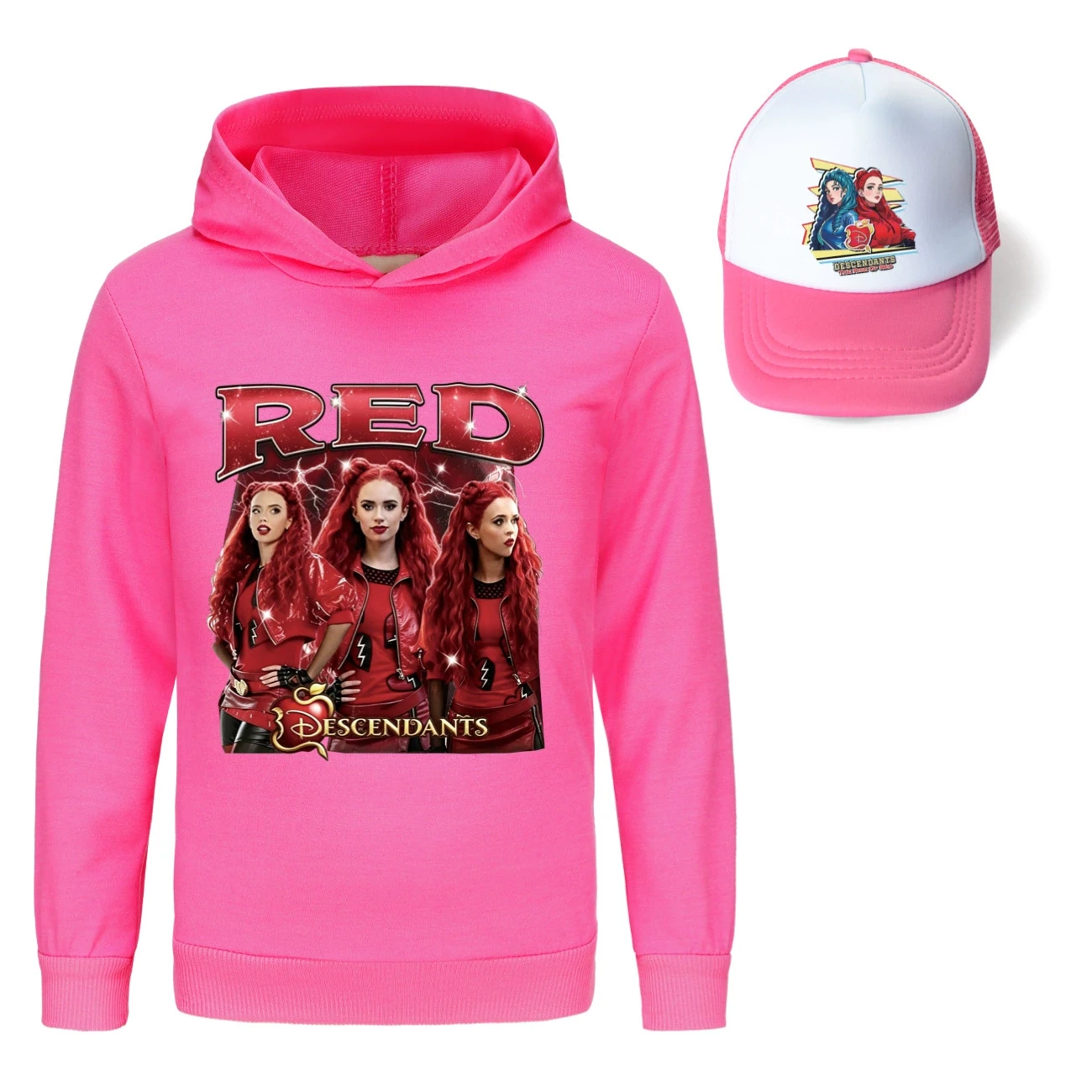 Graphic Hoodie & Sun Hat Set — 5797 Edition, Style 25 · Rose