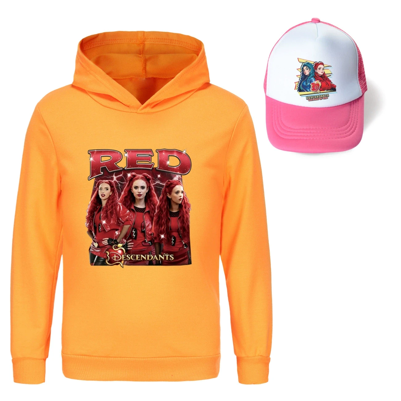 Graphic Hoodie & Sun Hat Set — 5797 Edition, Style 26 · Orange