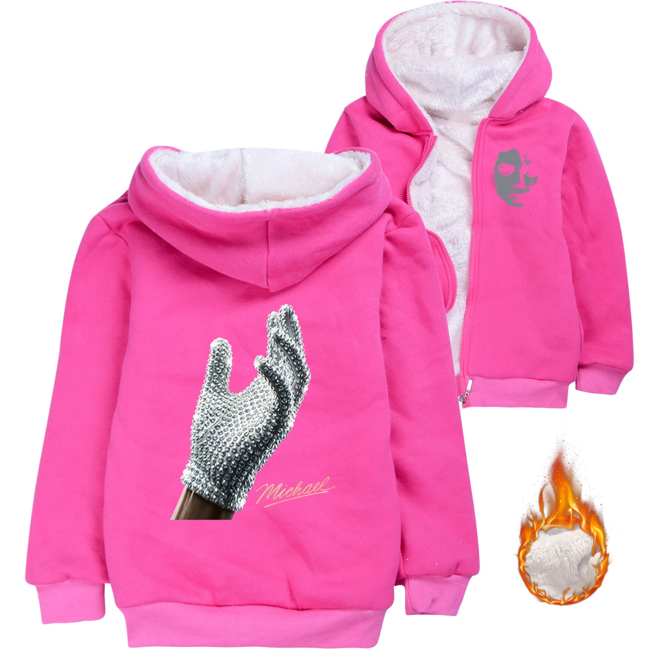 Spotlight Warm-Lined Graphic Hoodie, Style 01 · Padded · Rose