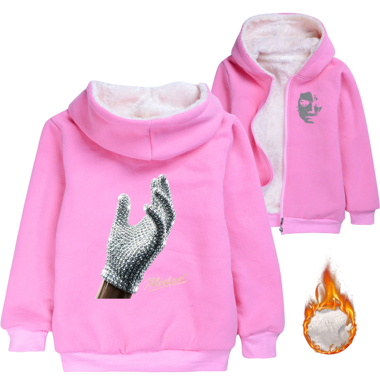 Spotlight Warm-Lined Graphic Hoodie, Style 02 · Padded · Pink