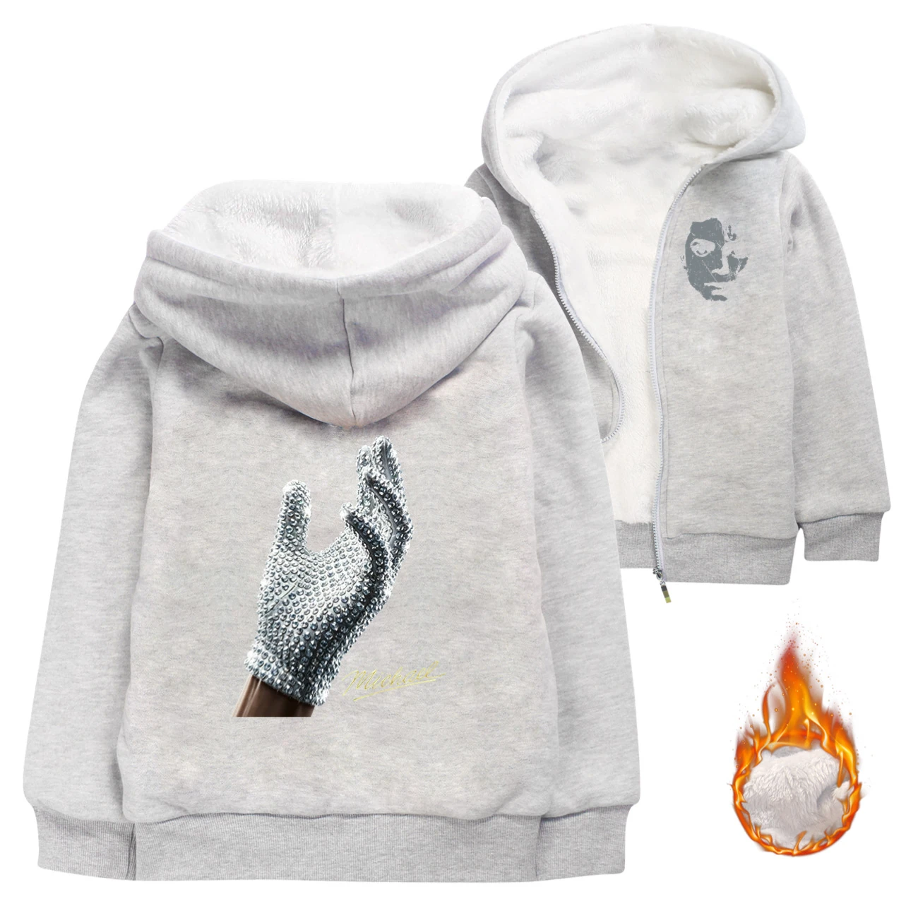 Spotlight Warm-Lined Graphic Hoodie, Style 03 · Padded · Grey