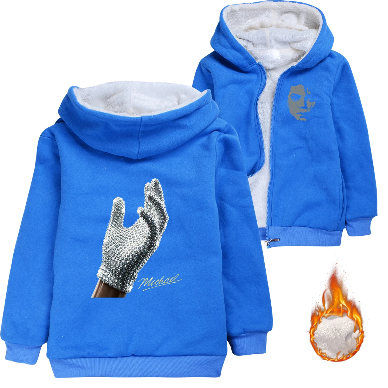 Spotlight Warm-Lined Graphic Hoodie, Style 04 · Padded · Blue