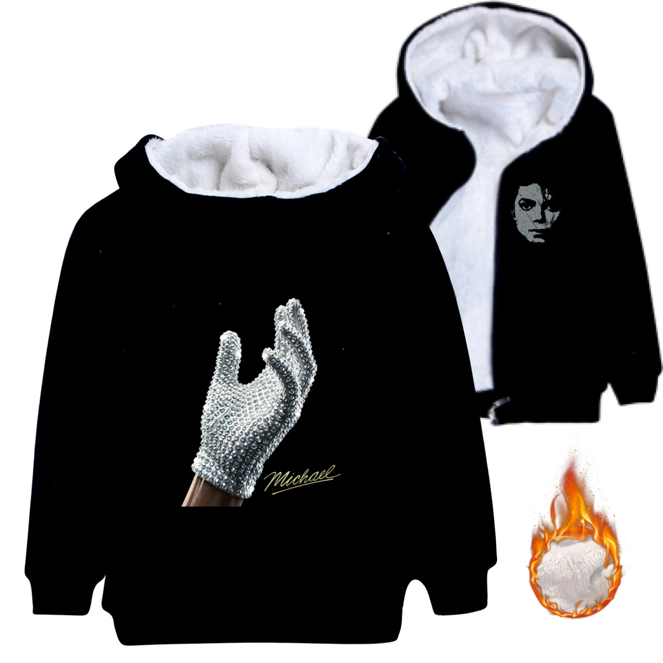 Spotlight Warm-Lined Graphic Hoodie, Style 05 · Padded · Black