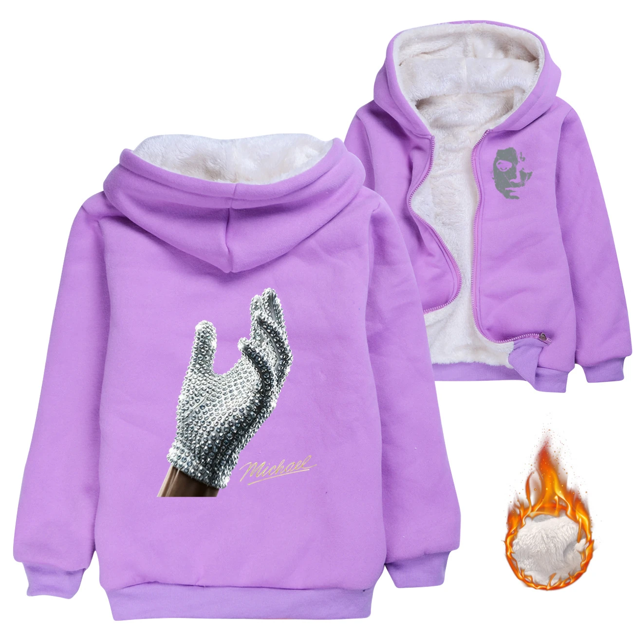 Spotlight Warm-Lined Graphic Hoodie, Style 06 · Padded · Purple