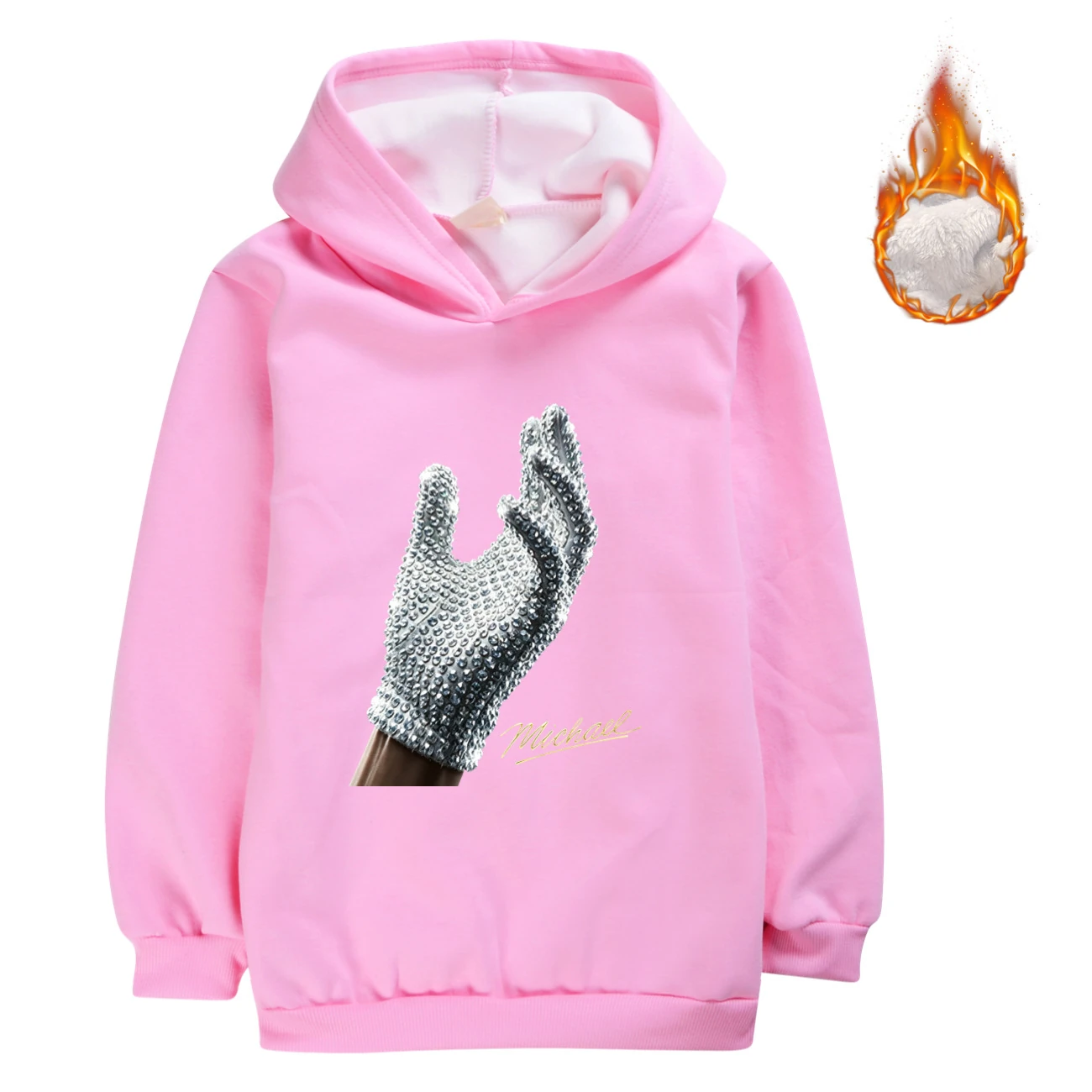 Spotlight Warm-Lined Graphic Hoodie, Style 07 · Pink