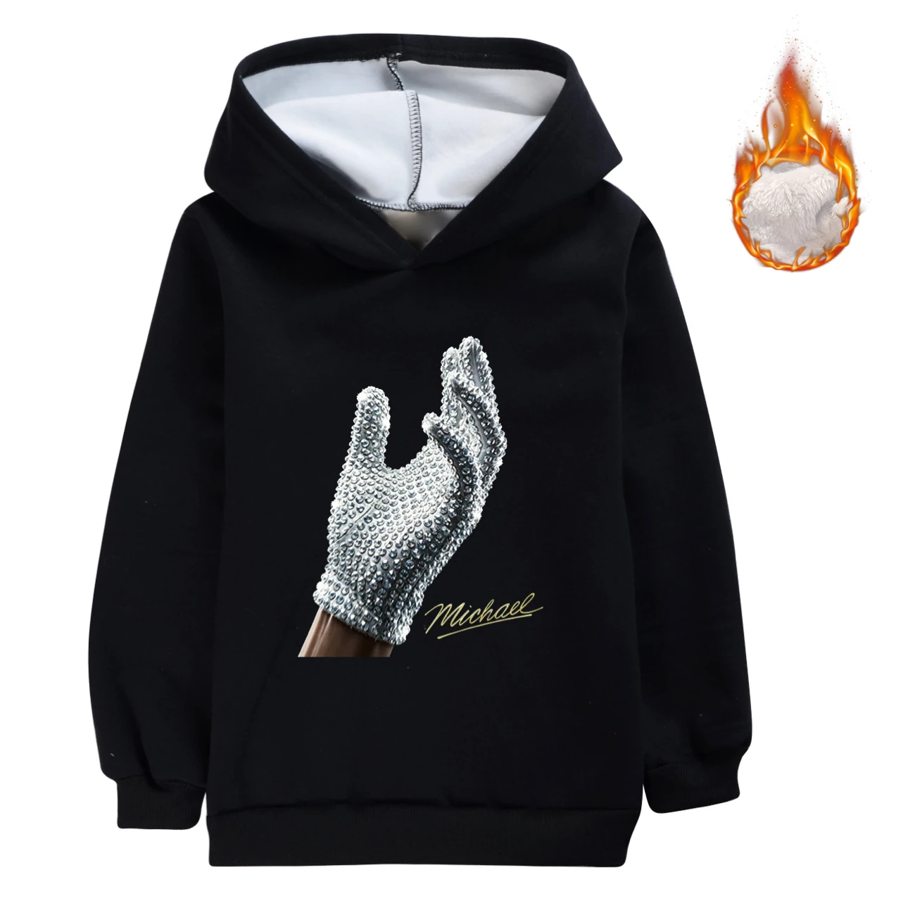 Spotlight Warm-Lined Graphic Hoodie, Style 08 · Black