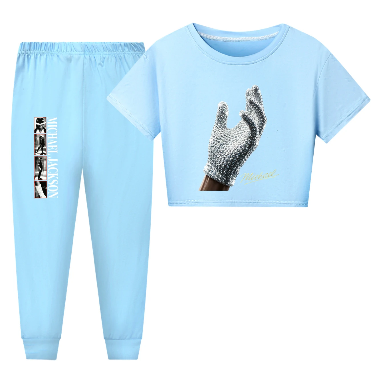 Spotlight Kids Family Lounge Set, Style 25 · Short Sleeve · Pants · Light Blue