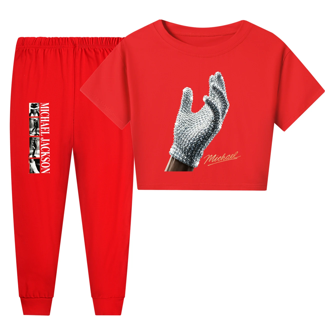 Spotlight Kids Family Lounge Set, Style 29 · Short Sleeve · Pants · Red