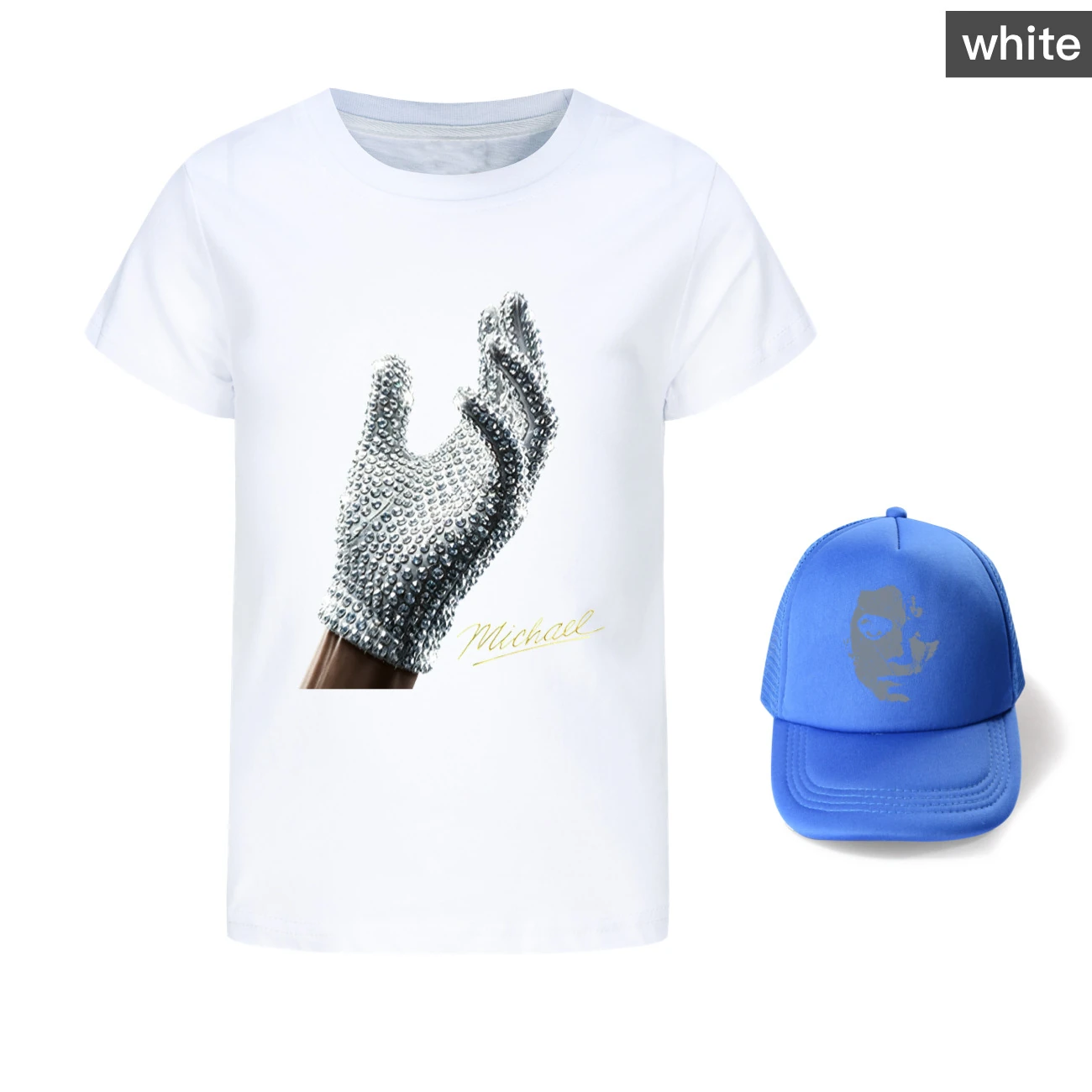 Spotlight Graphic Tee & Sun Hat Set, Style 01 · White
