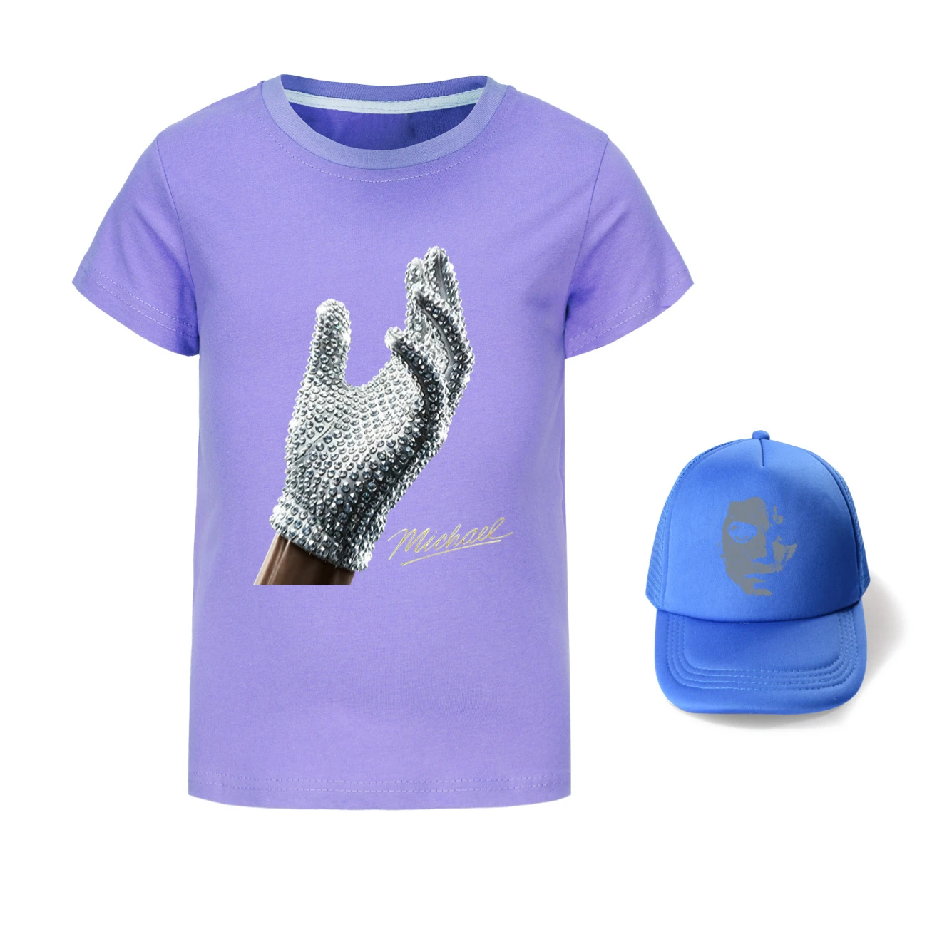 Spotlight Graphic Tee & Sun Hat Set, Style 04 · Purple