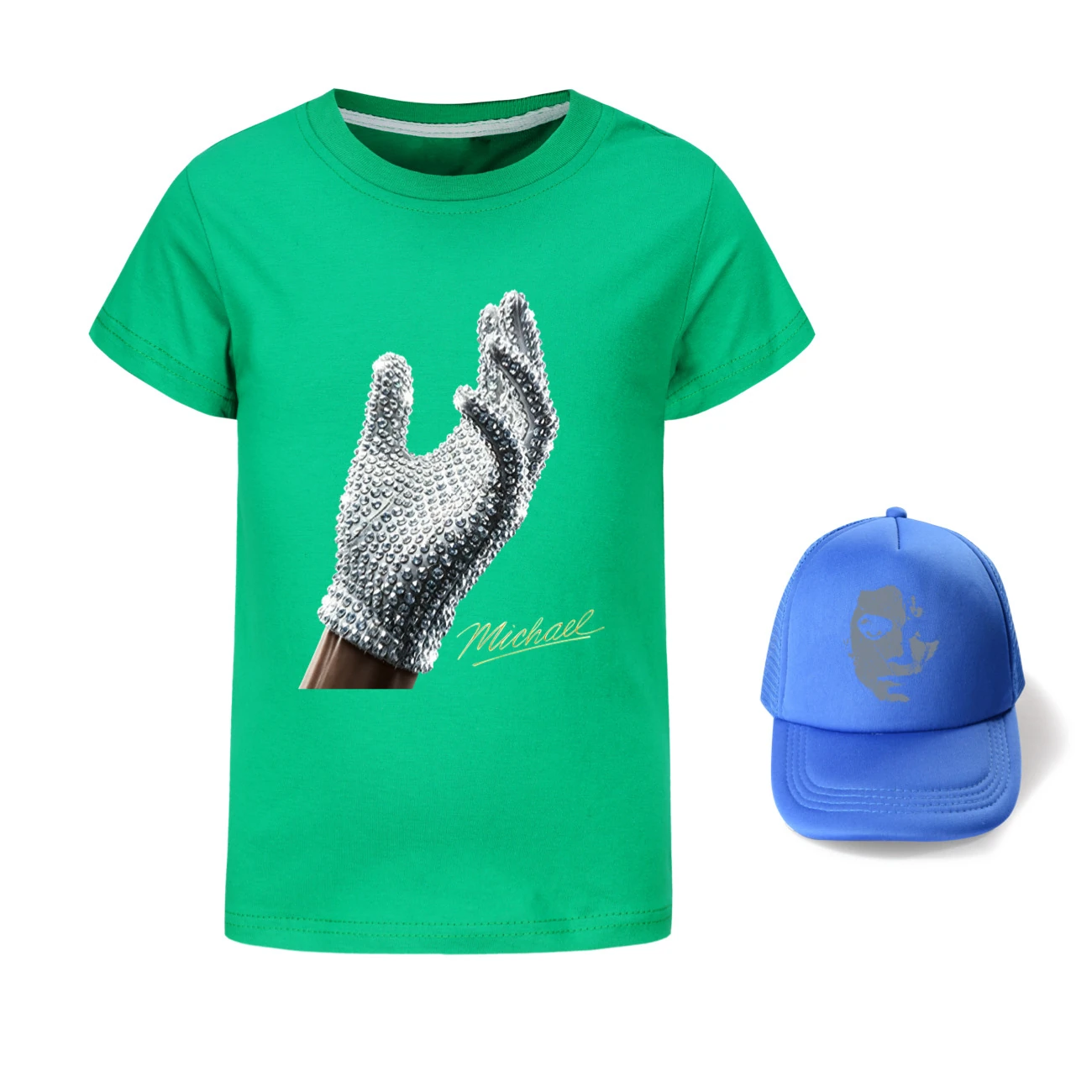 Spotlight Graphic Tee & Sun Hat Set, Style 06 · Green