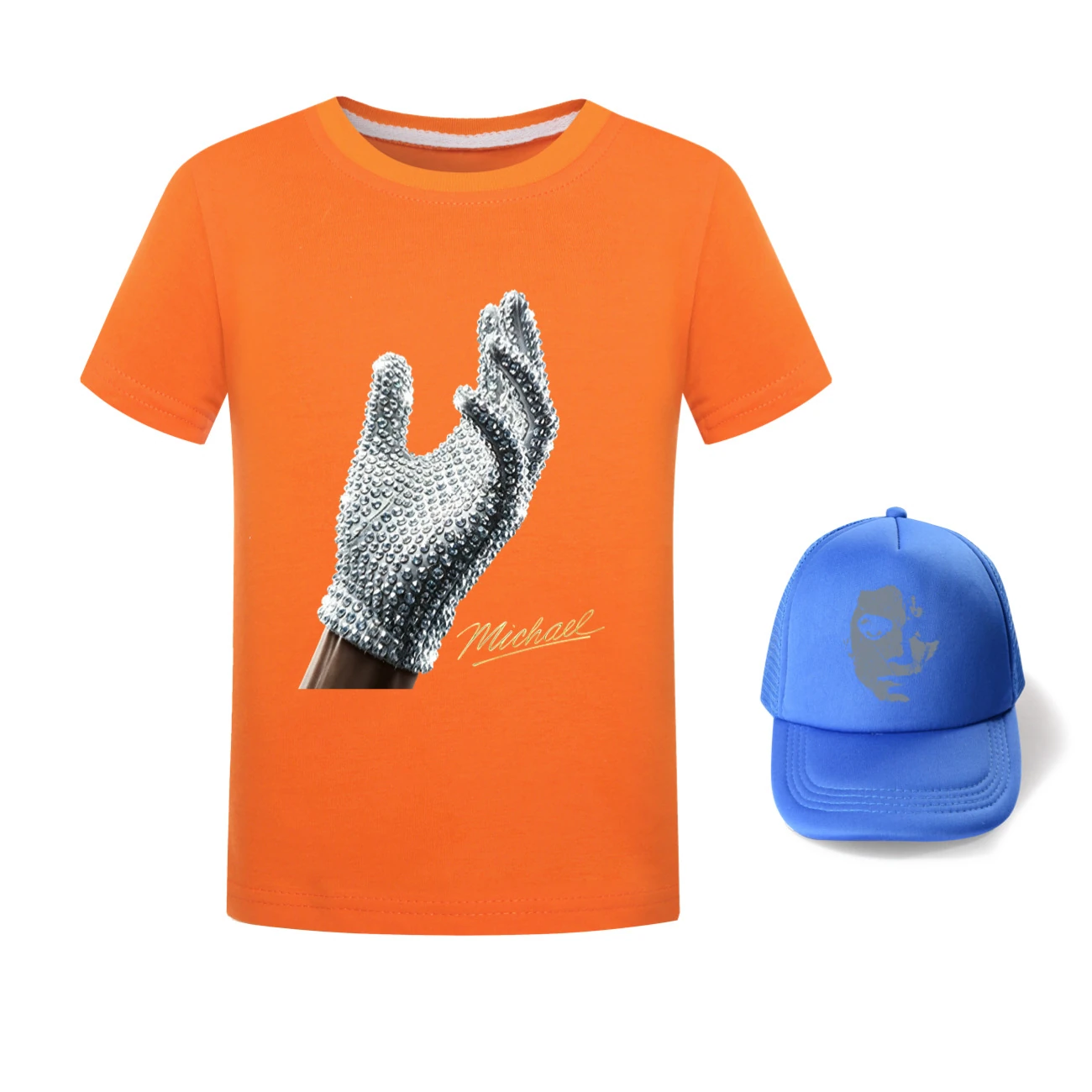 Spotlight Graphic Tee & Sun Hat Set, Style 13 · Orange
