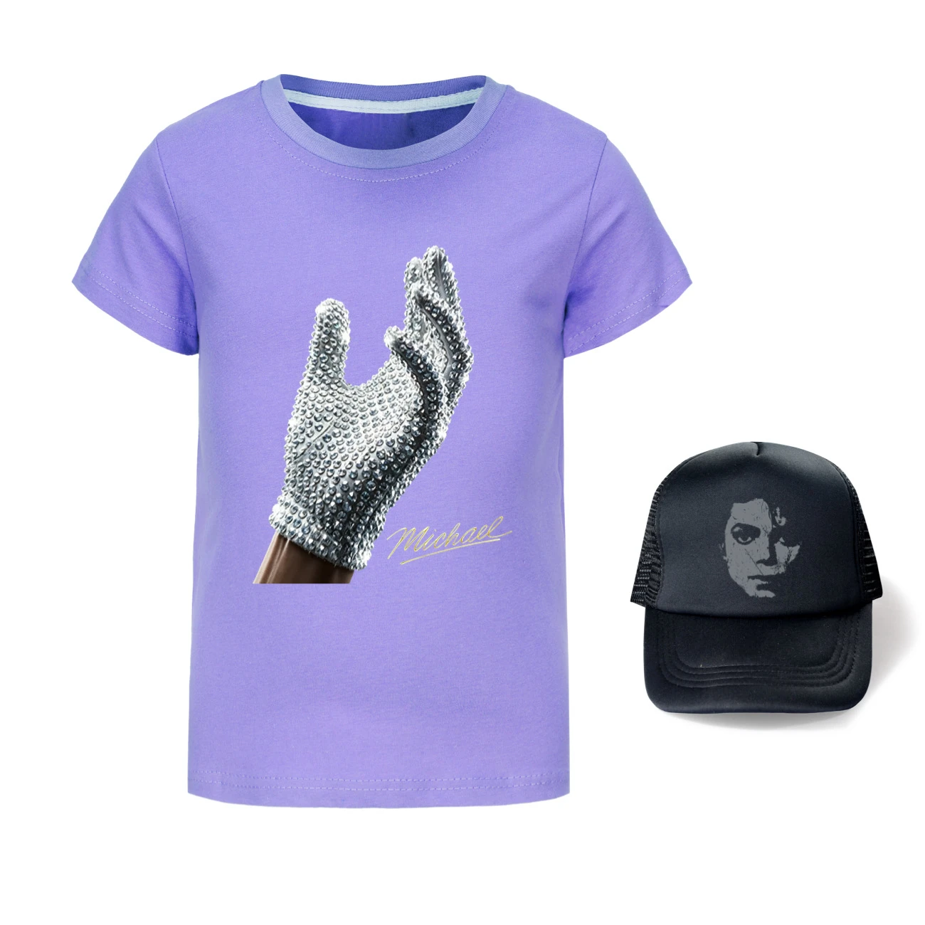 Spotlight Graphic Tee & Sun Hat Set, Style 18 · Purple