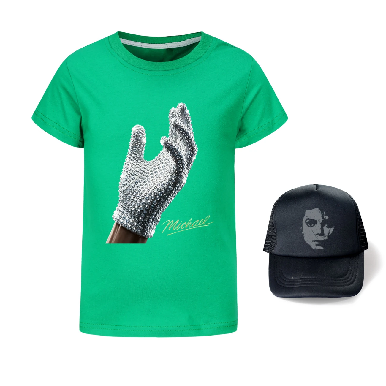 Spotlight Graphic Tee & Sun Hat Set, Style 20 · Green
