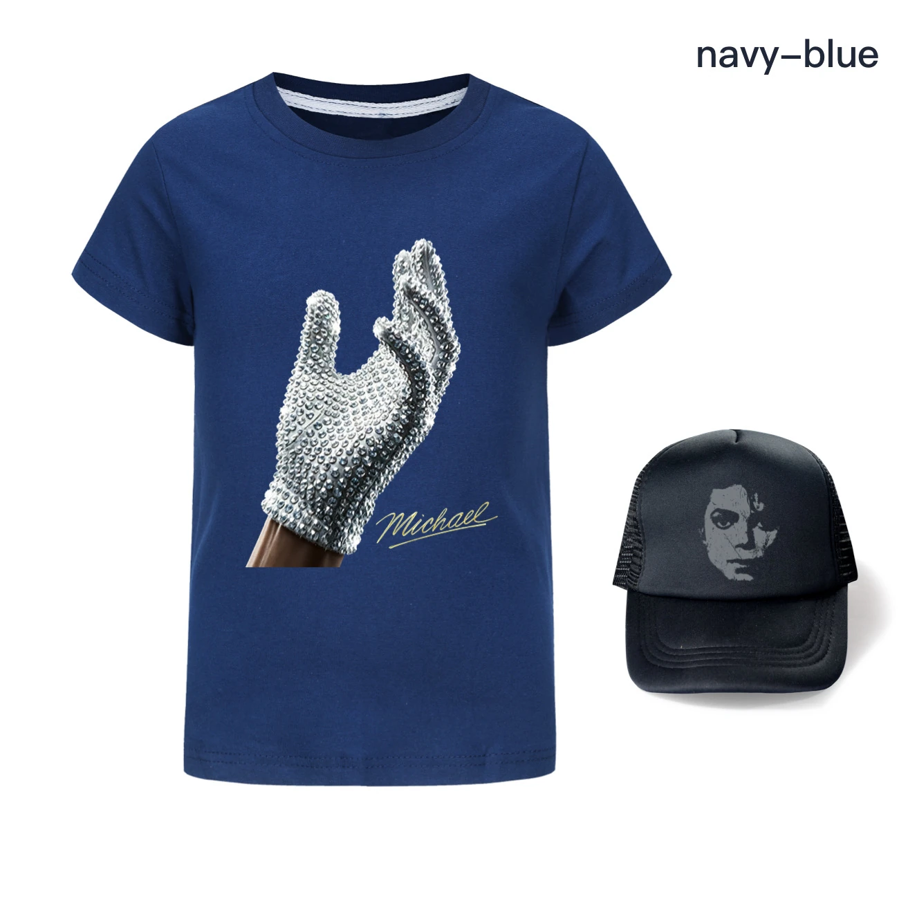 Spotlight Graphic Tee & Sun Hat Set, Style 23 · Navy