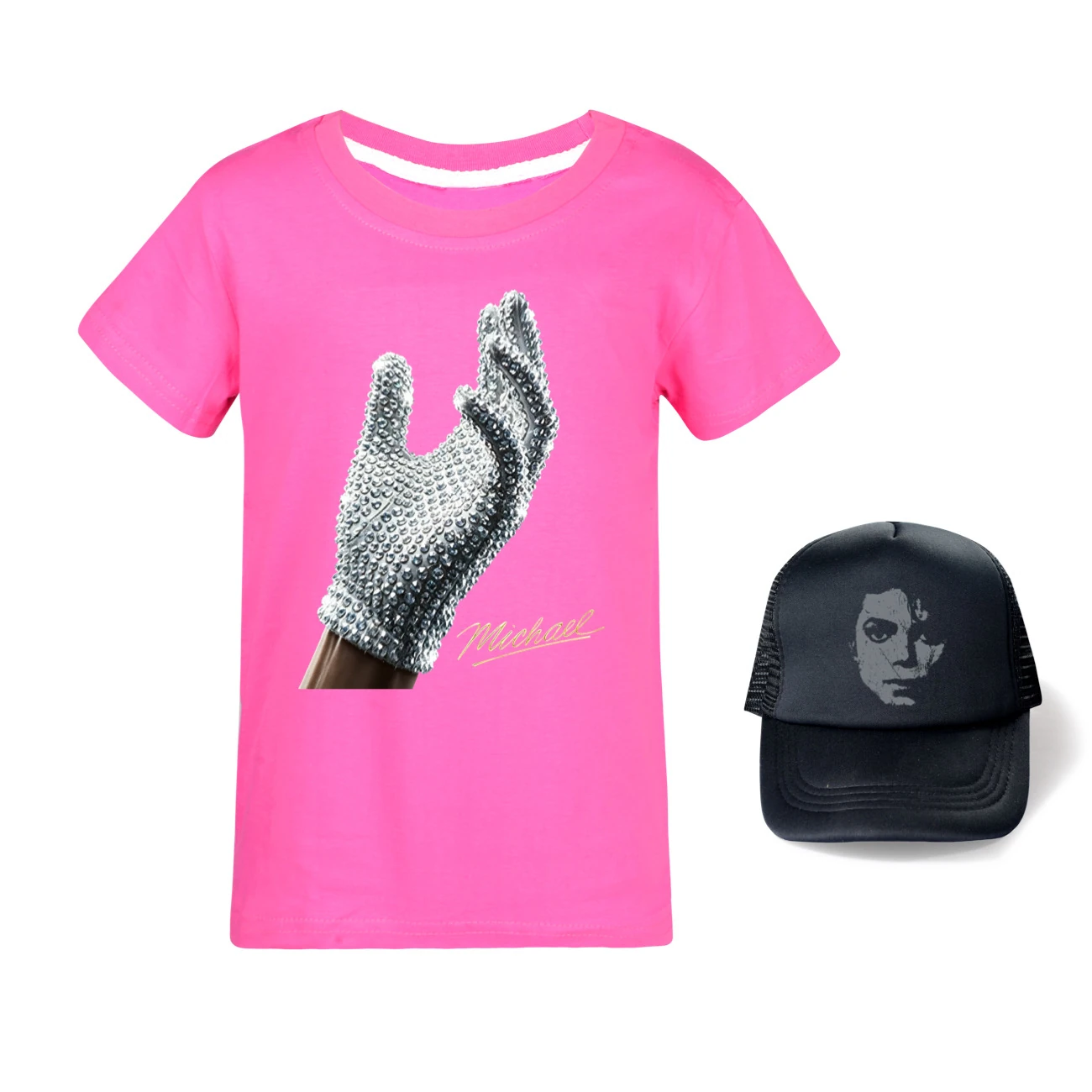 Spotlight Graphic Tee & Sun Hat Set, Style 26 · Rose