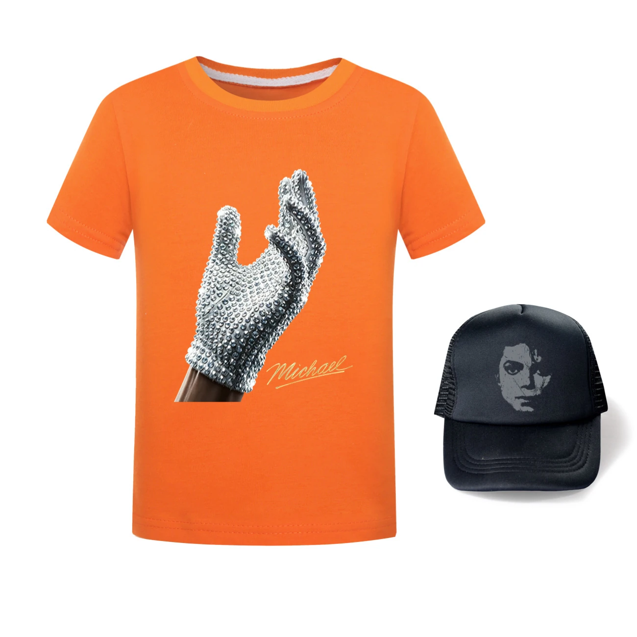 Spotlight Graphic Tee & Sun Hat Set, Style 27 · Orange