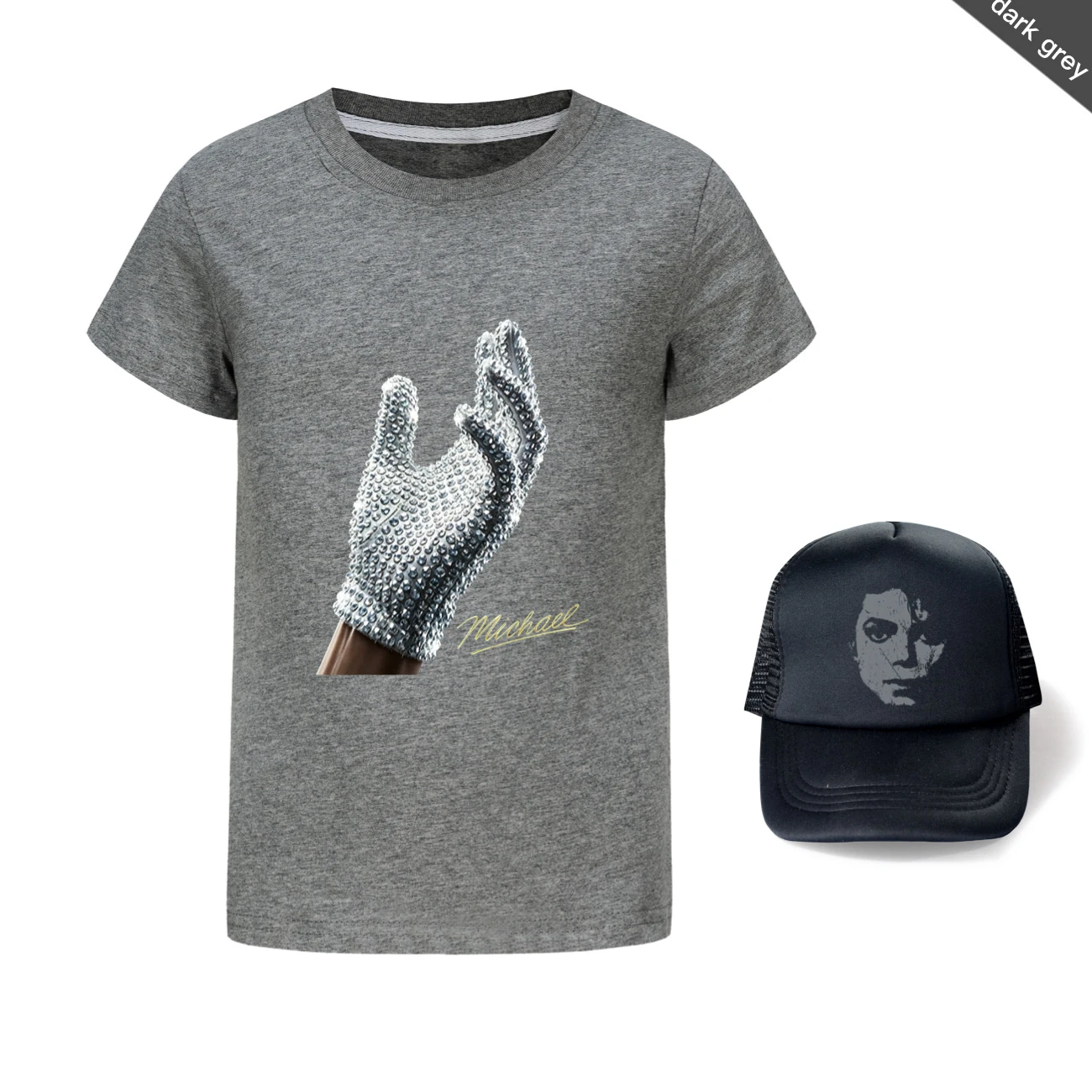 Spotlight Graphic Tee & Sun Hat Set, Style 28 · Dark Grey