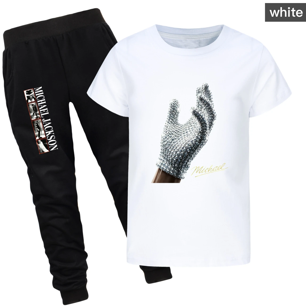 Spotlight Graphic Tee & Jogger Set, Style 17 · Set · White