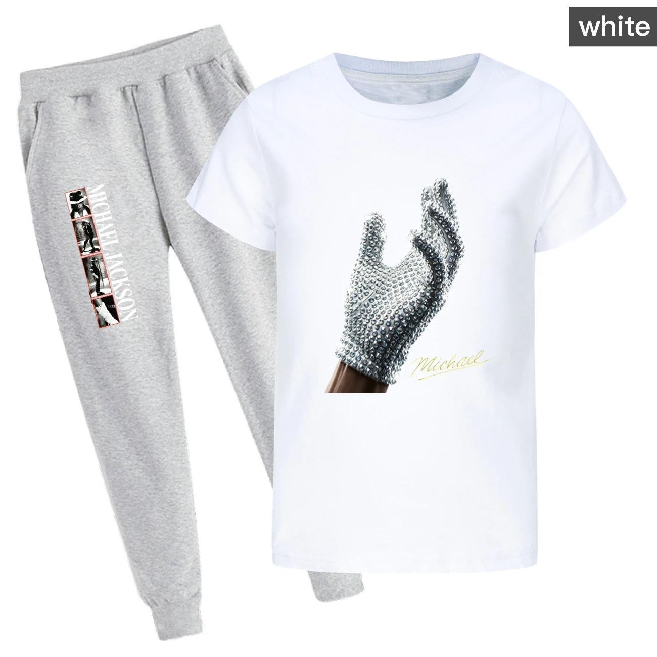 Spotlight Graphic Tee & Jogger Set, Style 30 · Set · White