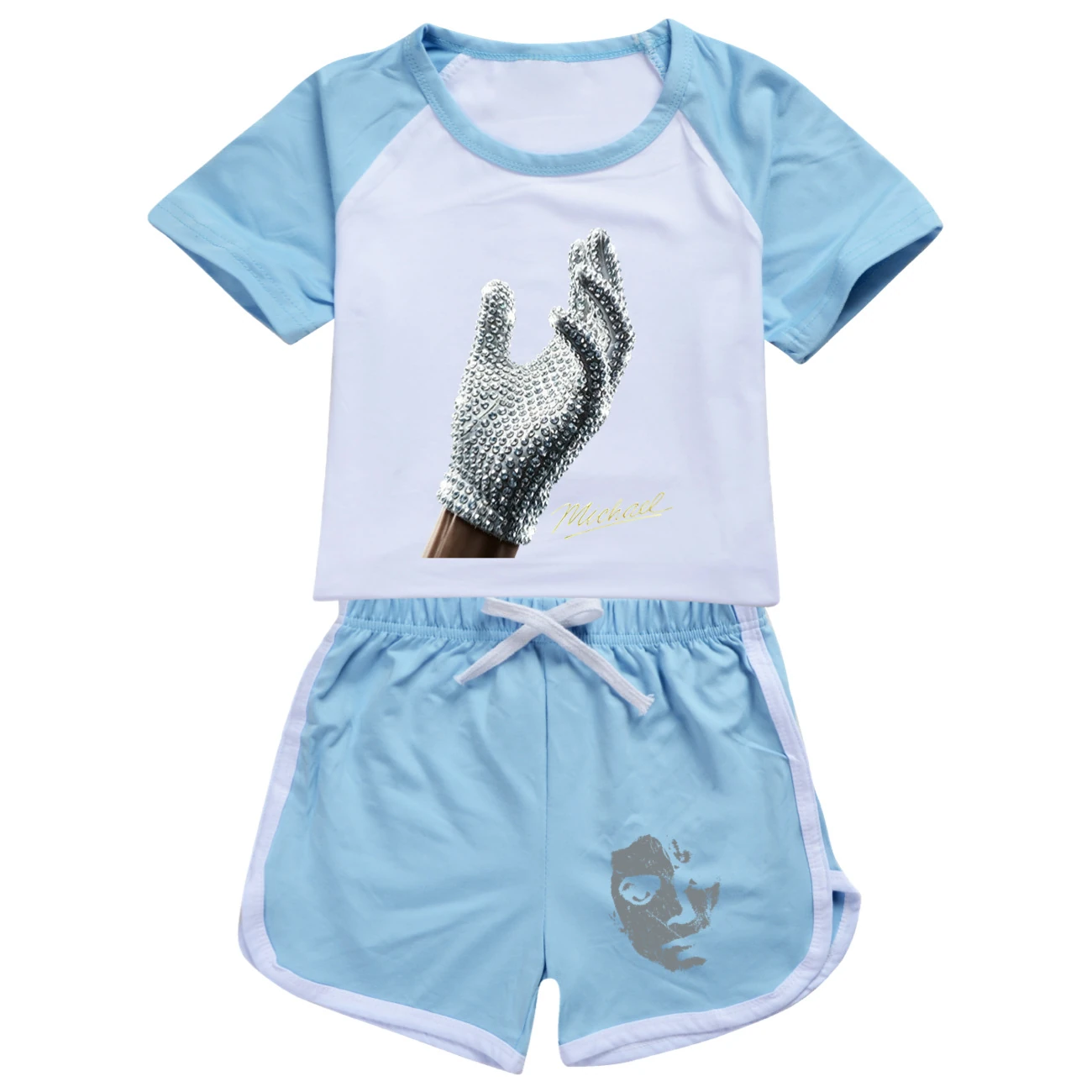 Spotlight Tee & Shorts Active Set, Style 04 · Set · Light Blue