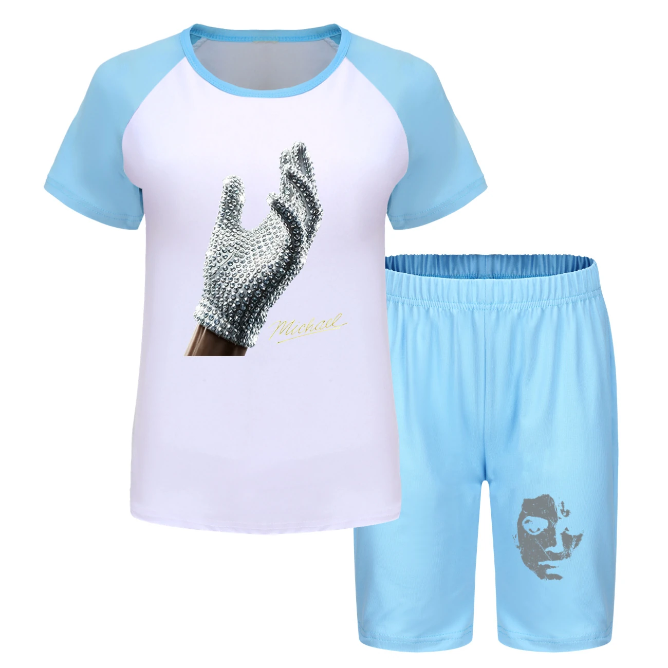 Spotlight Tee & Shorts Active Set, Style 19 · Light Blue