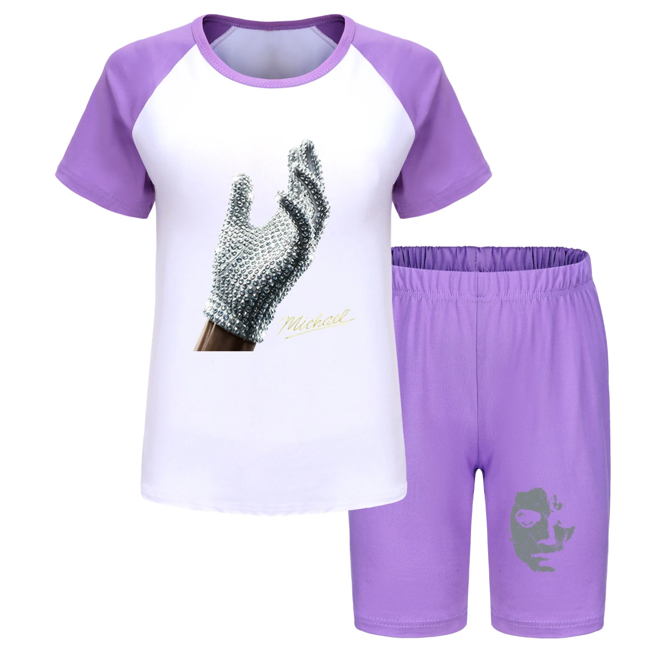 Spotlight Tee & Shorts Active Set, Style 22 · Purple