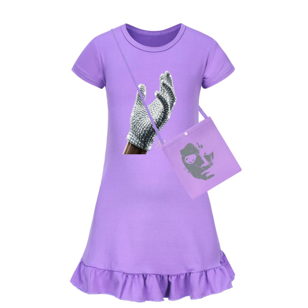 Spotlight Ruffle-Hem Jersey Dress, Style 01 · with Bag · Purple