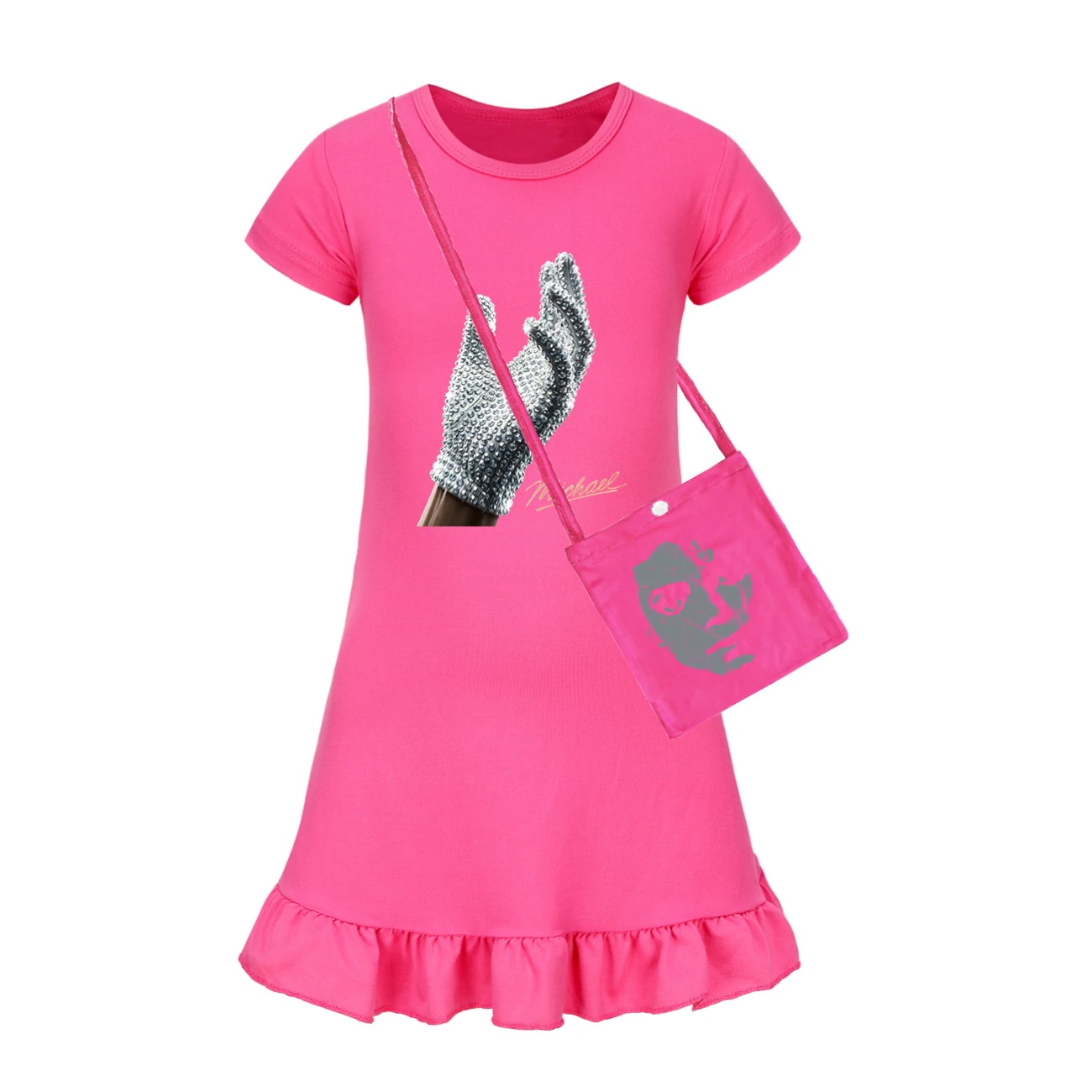Spotlight Ruffle-Hem Jersey Dress, Style 02 · with Bag · Rose