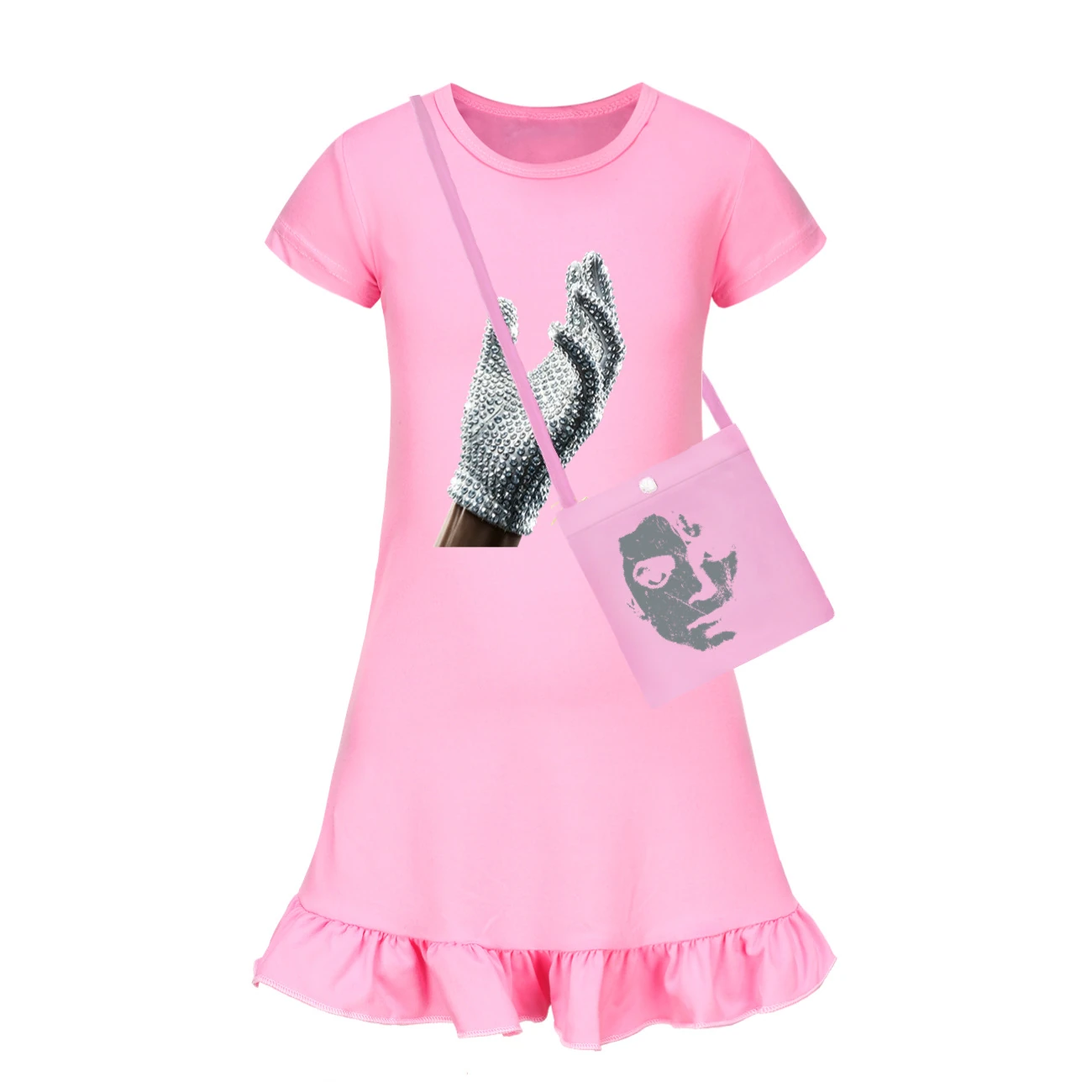Spotlight Ruffle-Hem Jersey Dress, Style 03 · with Bag · Pink
