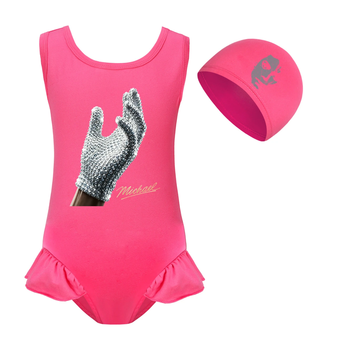 Spotlight Girls’ Swimsuit & Cap Set, Style 02 · Set · Rose