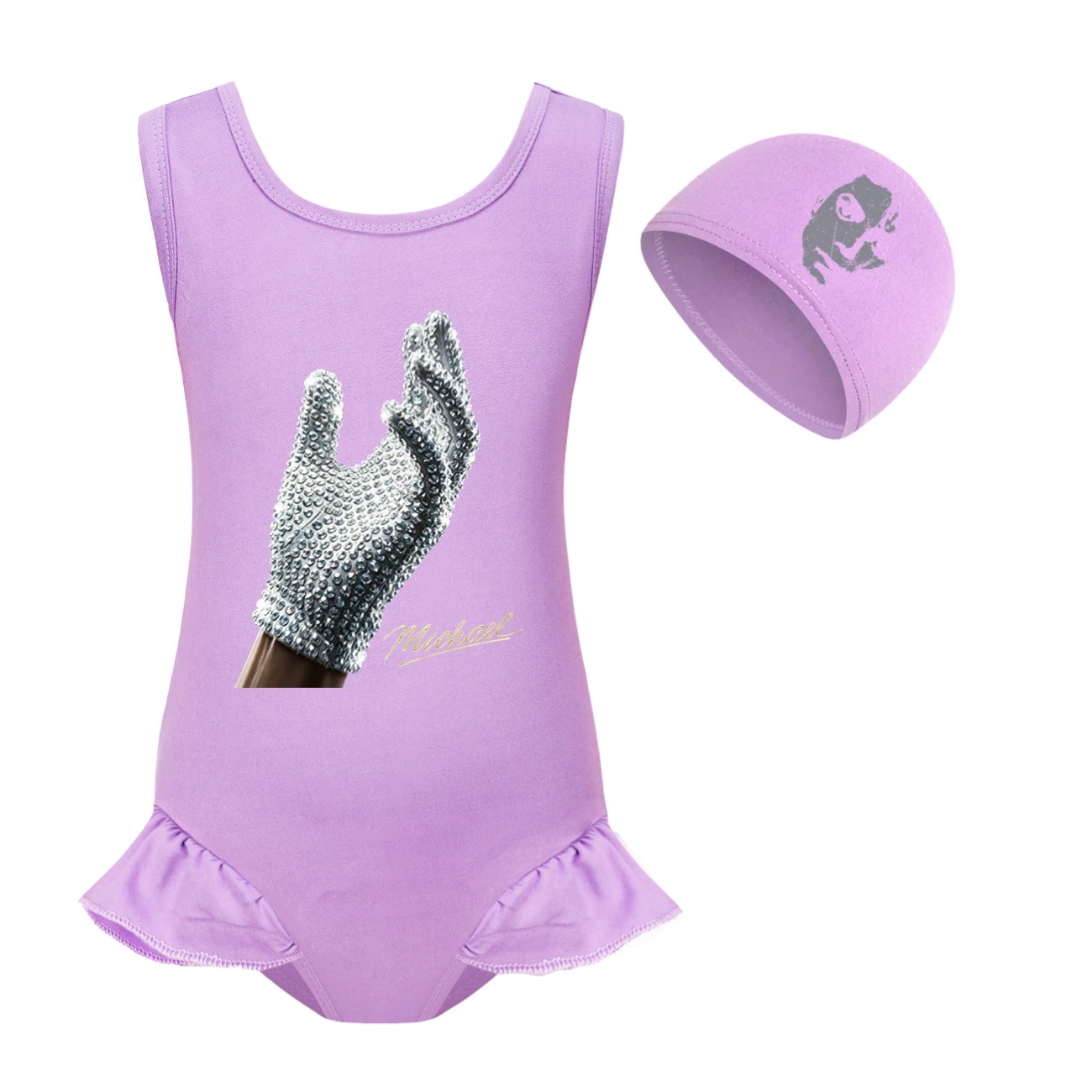 Spotlight Girls’ Swimsuit & Cap Set, Style 03 · Set · Purple