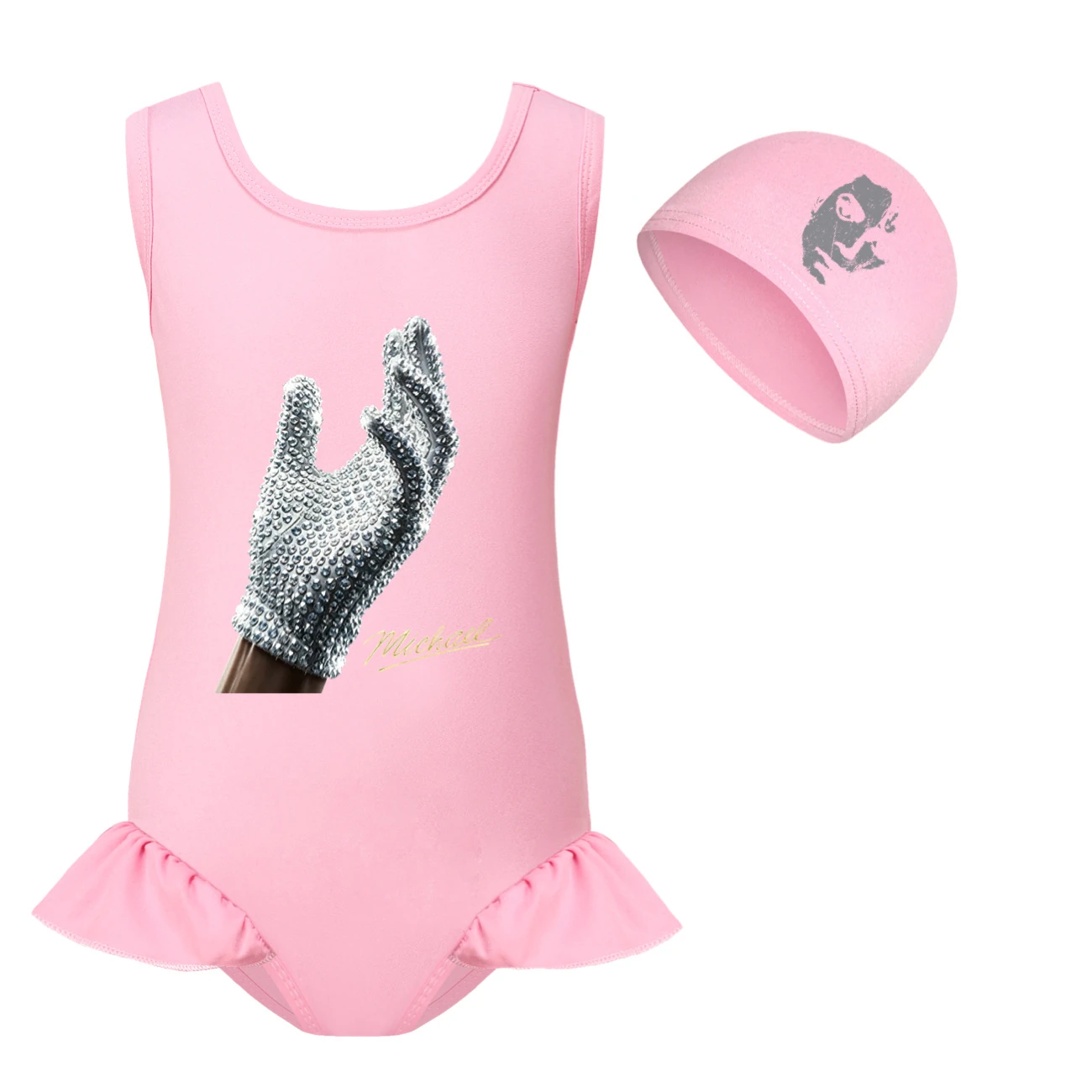 Spotlight Girls’ Swimsuit & Cap Set, Style 04 · Set · Pink