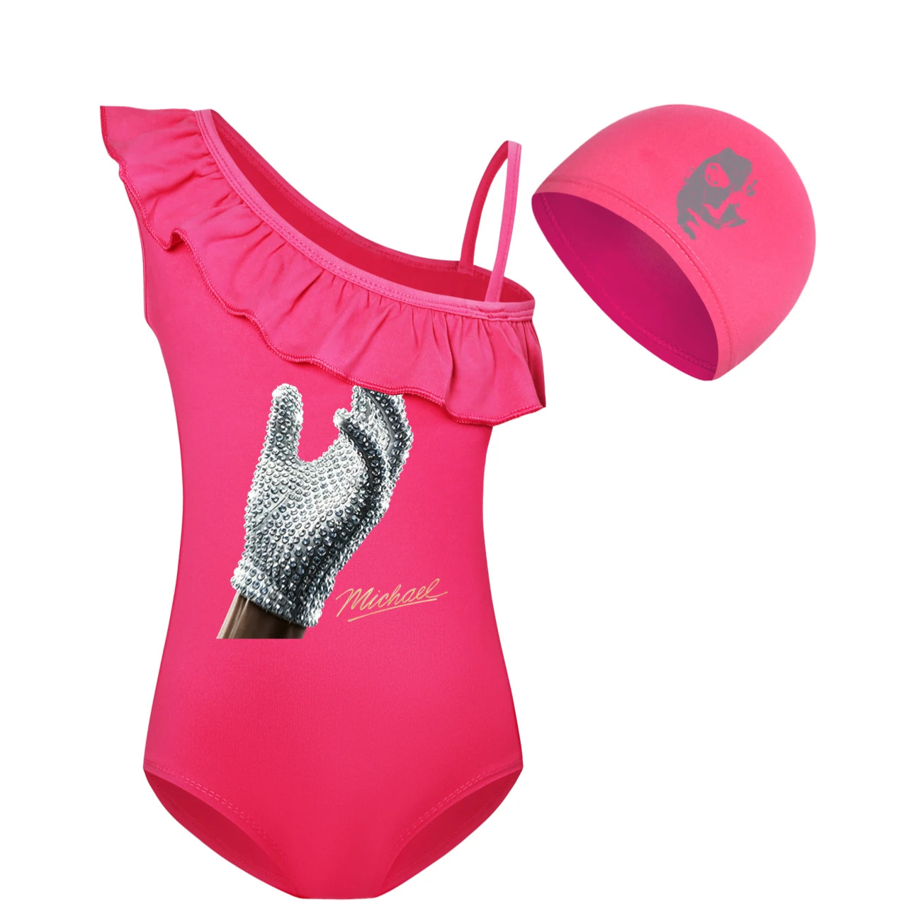 Spotlight Girls’ Swimsuit & Cap Set, Style 06 · Set · Rose