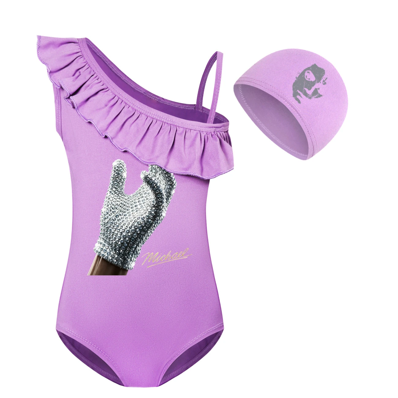 Spotlight Girls’ Swimsuit & Cap Set, Style 07 · Set · Purple