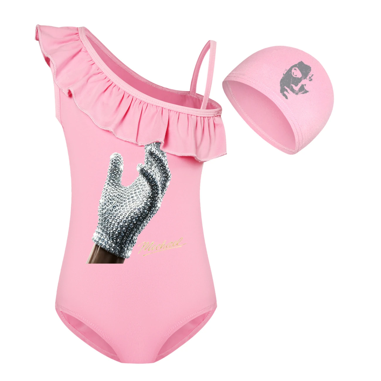 Spotlight Girls’ Swimsuit & Cap Set, Style 08 · Set · Pink