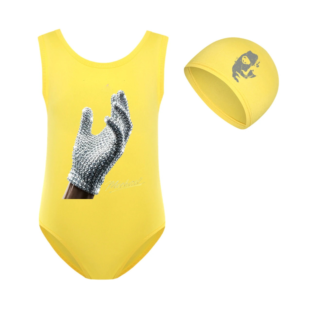 Spotlight Girls’ Swimsuit & Cap Set, Style 10 · Set · Yellow