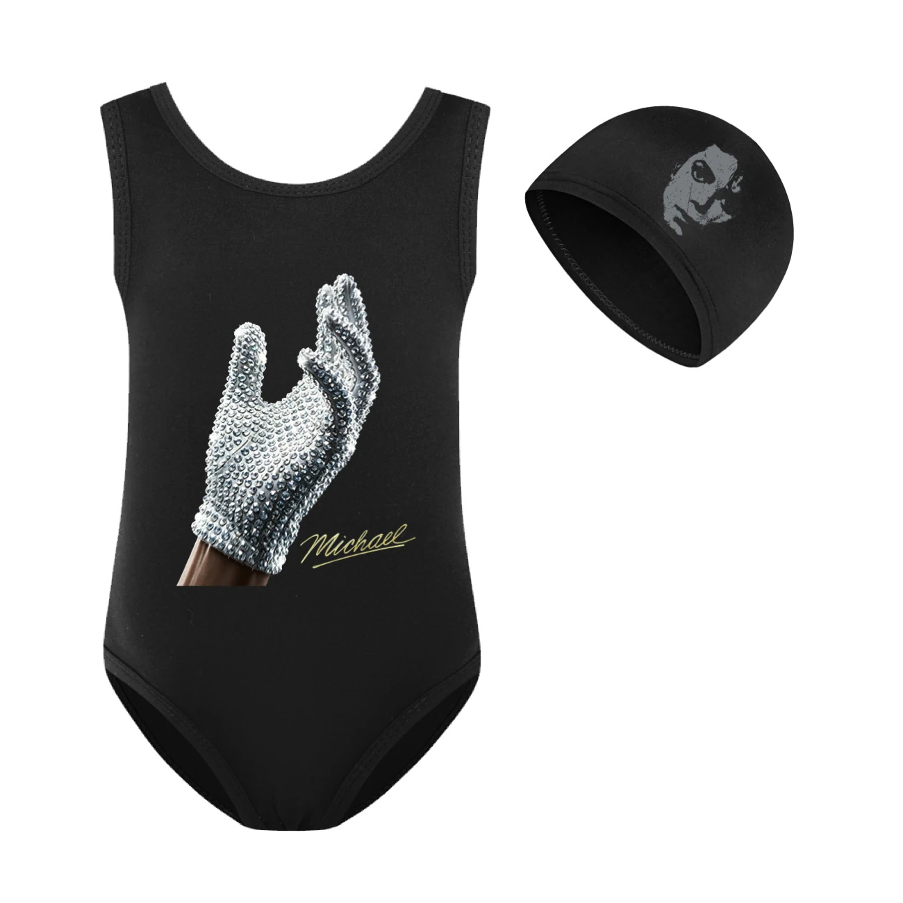 Spotlight Girls’ Swimsuit & Cap Set, Style 13 · Set · Black