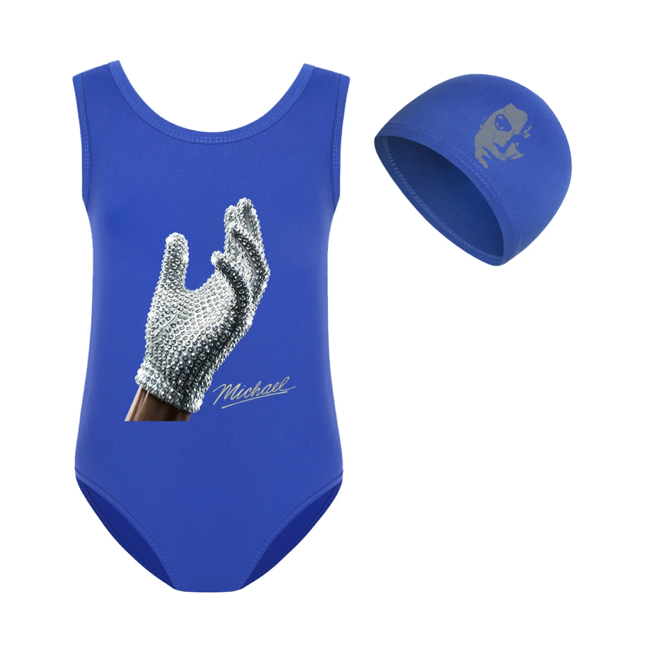 Spotlight Girls’ Swimsuit & Cap Set, Style 14 · Set · Blue