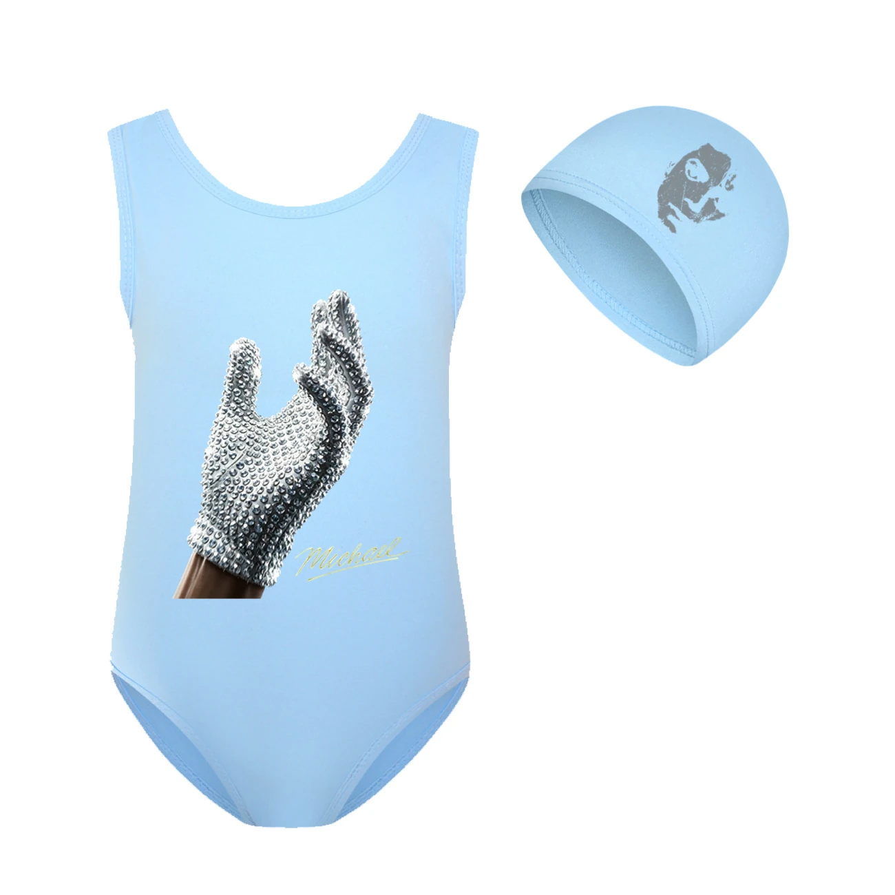 Spotlight Girls’ Swimsuit & Cap Set, Style 15 · Set · Sky Blue