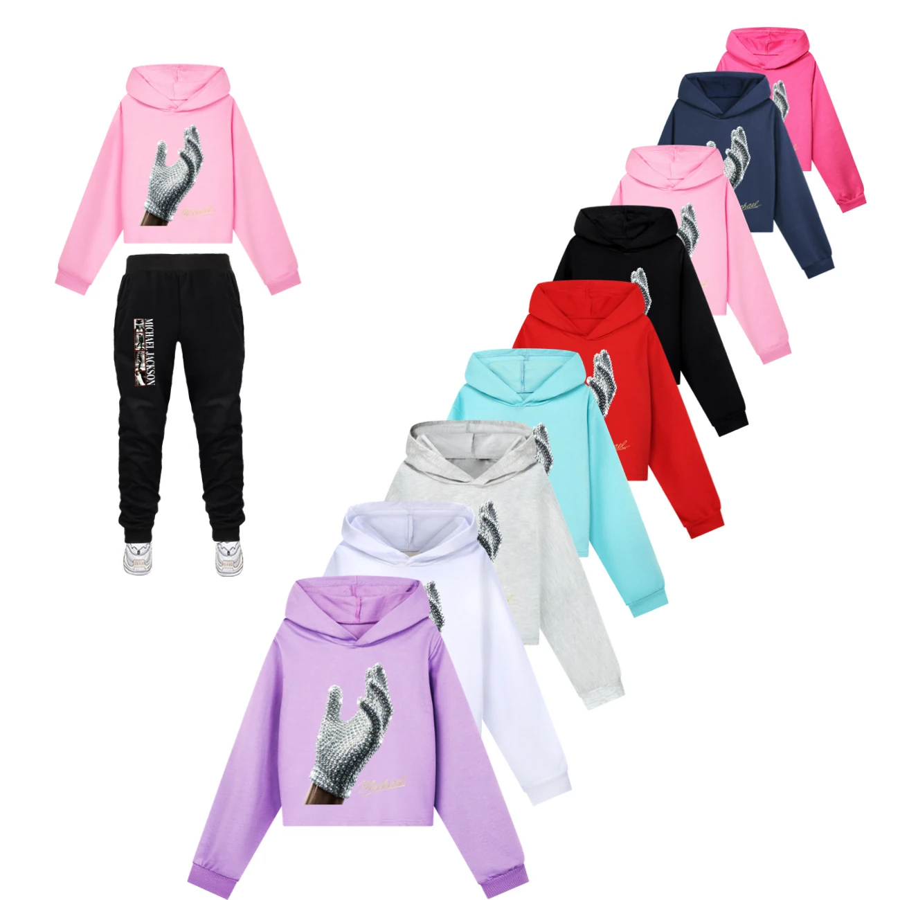 Spotlight Cropped Hoodie Set, clean product view
