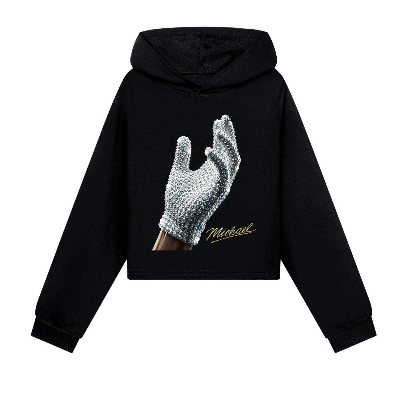 Spotlight Cropped Hoodie Set, Style 06 · Black